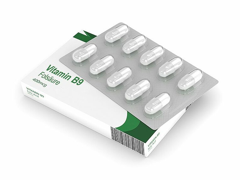 Folsäure Verpackung und Blister mit Kapseln Folsäure Verpackung und Blister mit Kapseln