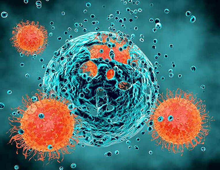 Illustration von Viren und Zellen Illustration von Viren und Zellen