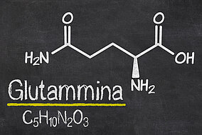 Formula chimica della glutammina e capsule