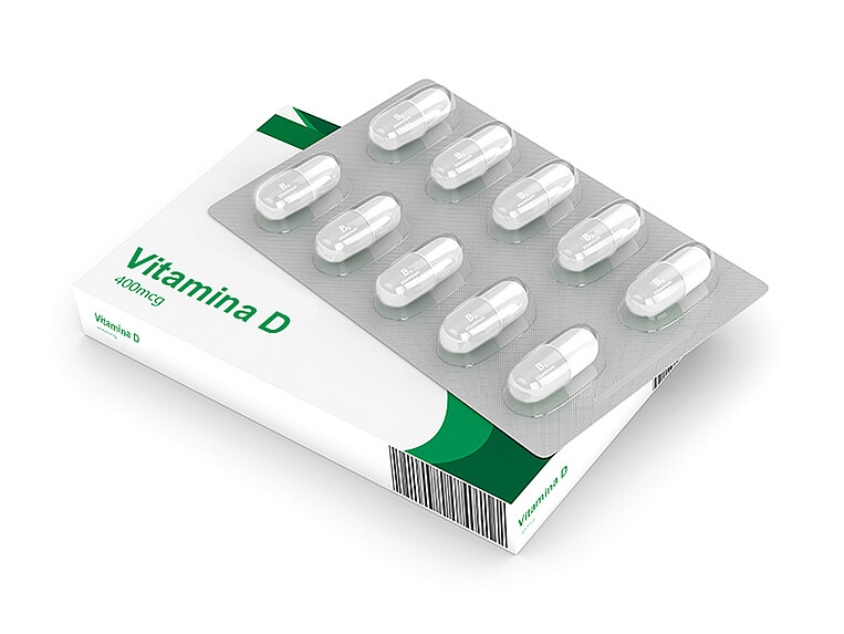 Confezione con capsule di vitamina D Confezione con capsule di vitamina D