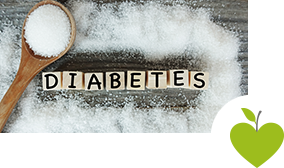 verstreuter Zucker, Würfel mit der Aufschrift: Diabetes verstreuter Zucker, Würfel mit der Aufschrift: Diabetes